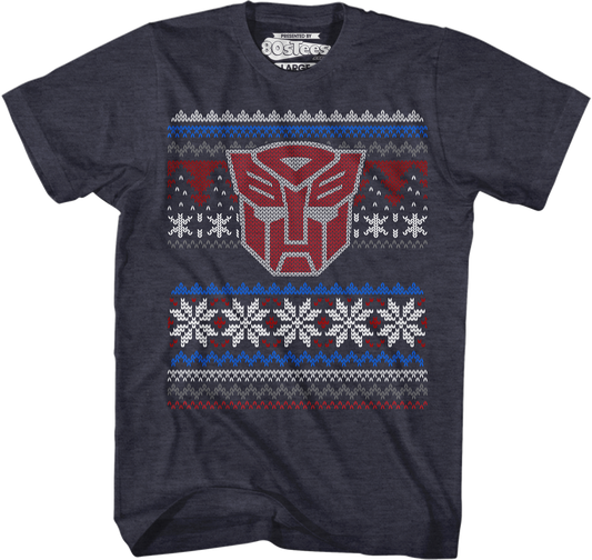 Autobot Faux Ugly Christmas Sweater Transformers T-Shirt