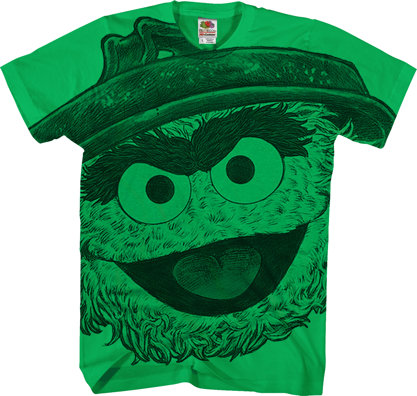 Big Print Oscar The Grouch Sesame Street T-Shirt