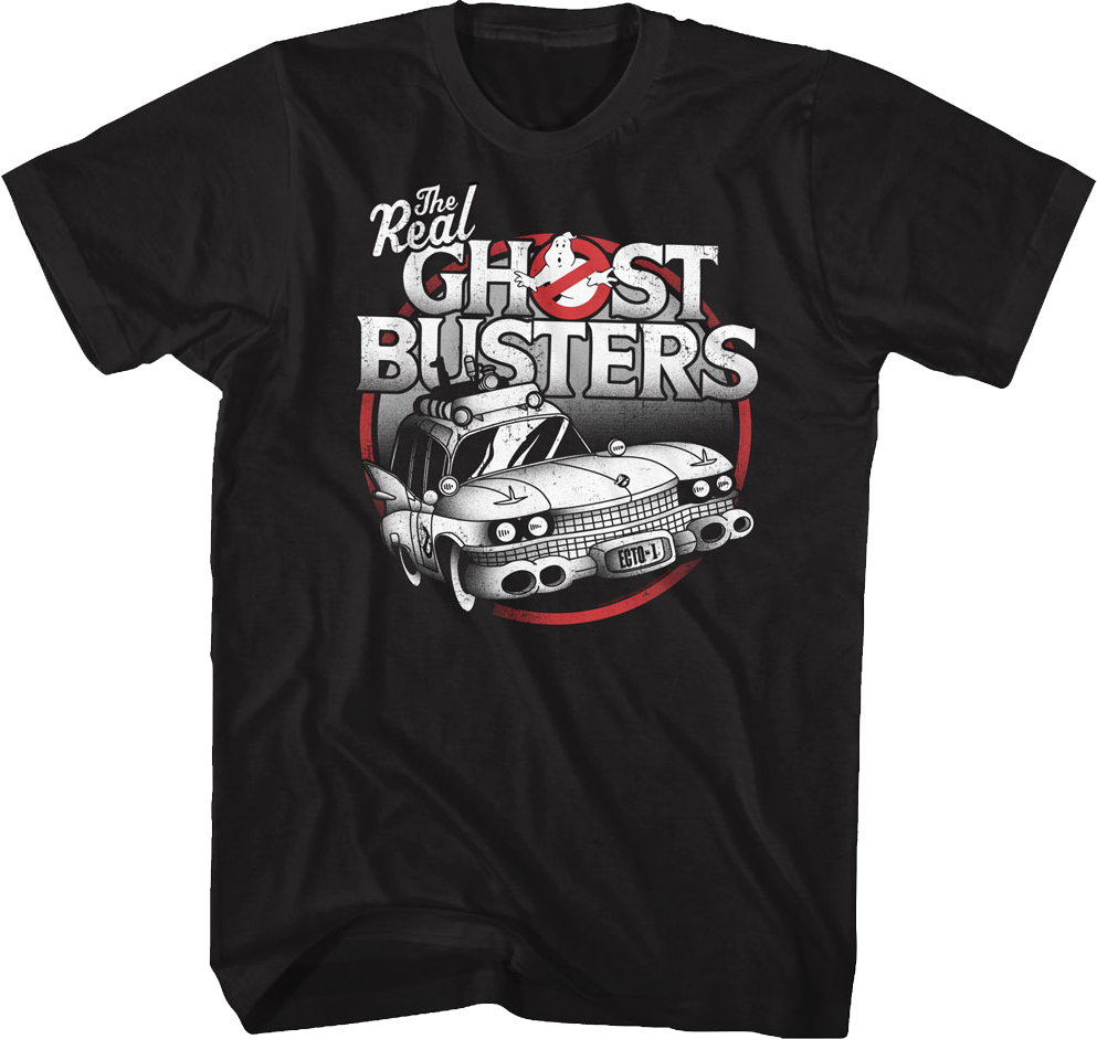 Black and White Ecto-1 Real Ghostbusters T-Shirt