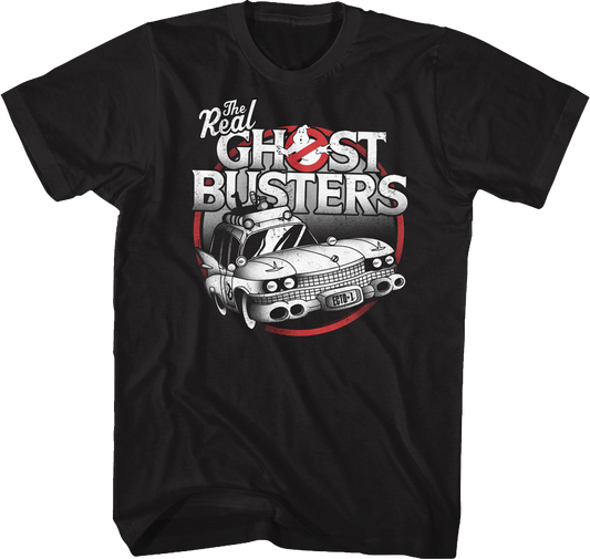 Black and White Ecto-1 Real Ghostbusters T-Shirt