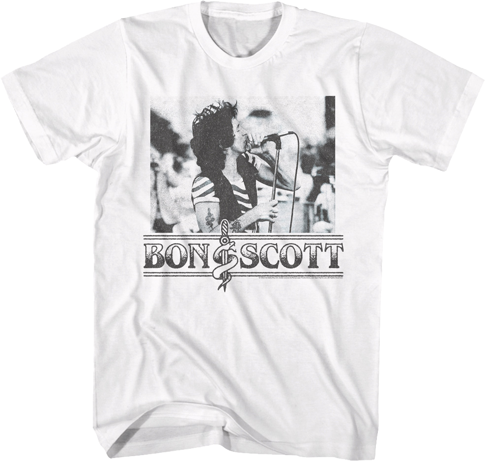 Black And White Photo Bon Scott T-Shirt