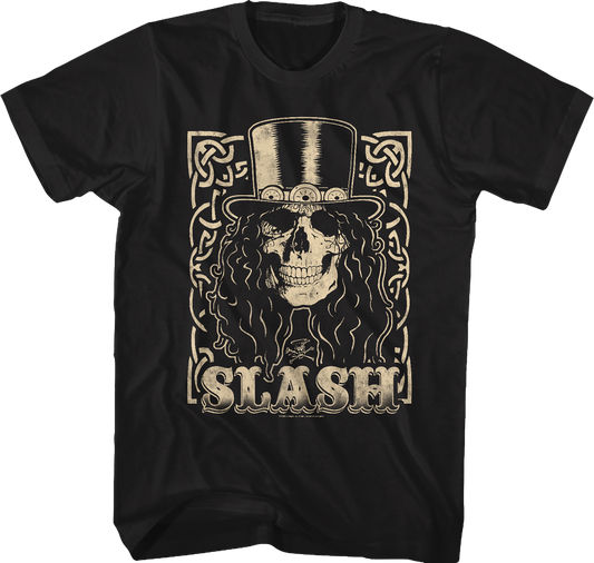 Cream Skull In Top Hat Slash T-Shirt