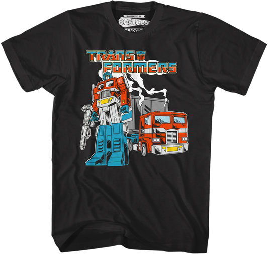 Black Retro Optimus Prime Transformers T-Shirt