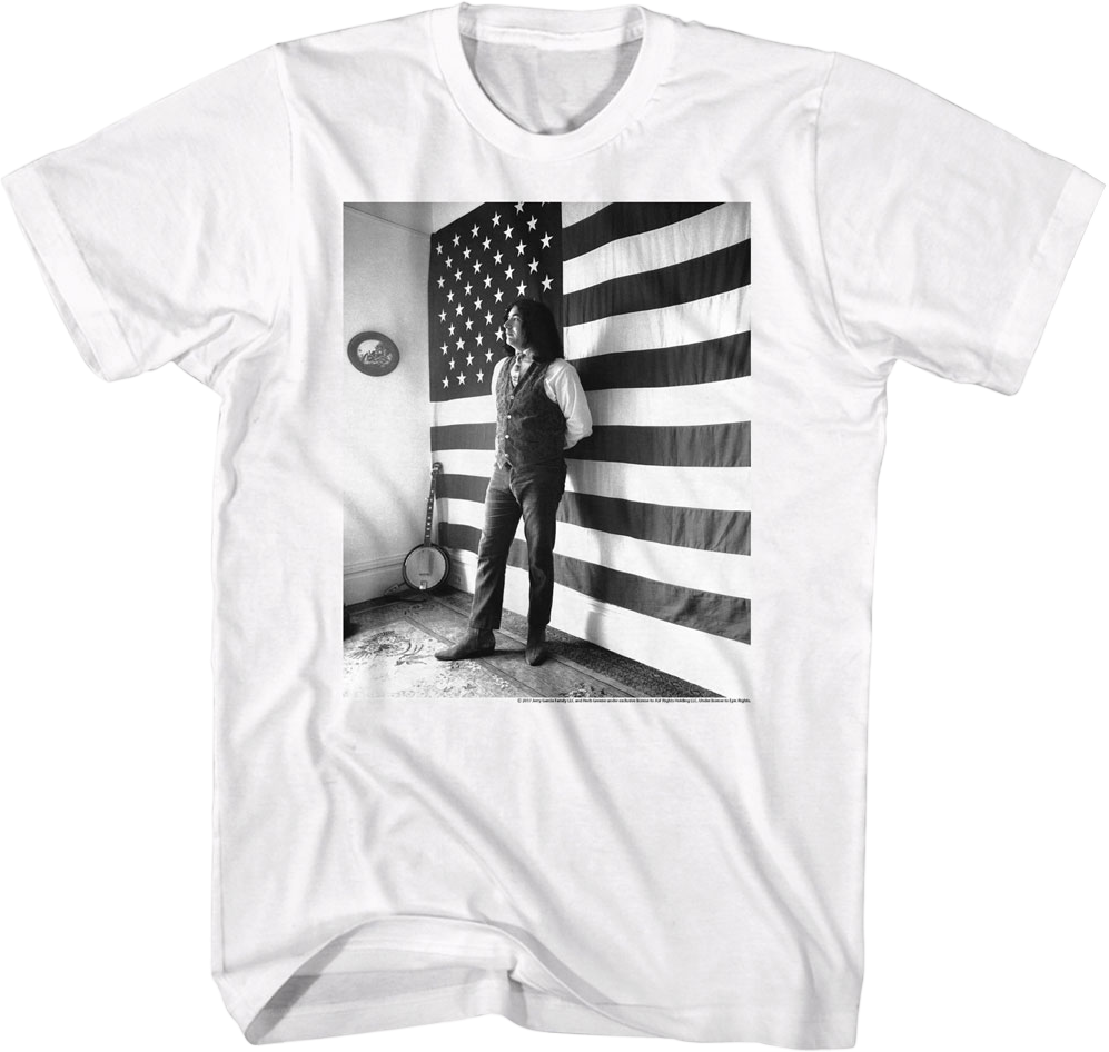 Black & White American Flag Jerry Garcia T-Shirt