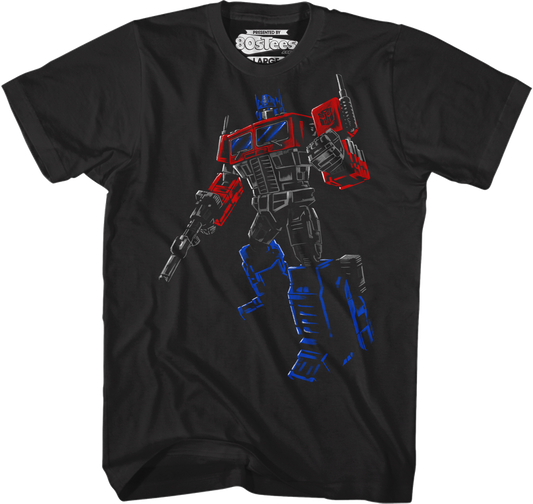 Brush Stroked Optimus Prime Transformers T-Shirt