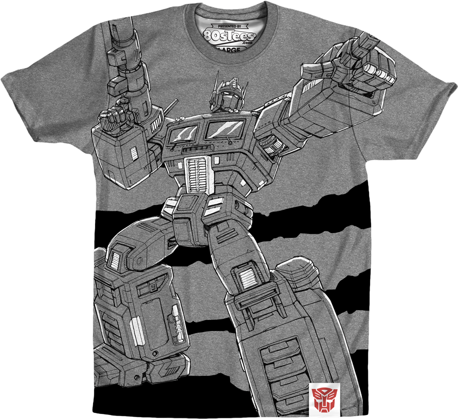 Charcoal Sublimation Optimus Prime Transformers Shirt