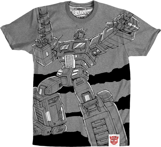 Charcoal Sublimation Optimus Prime Transformers Shirt