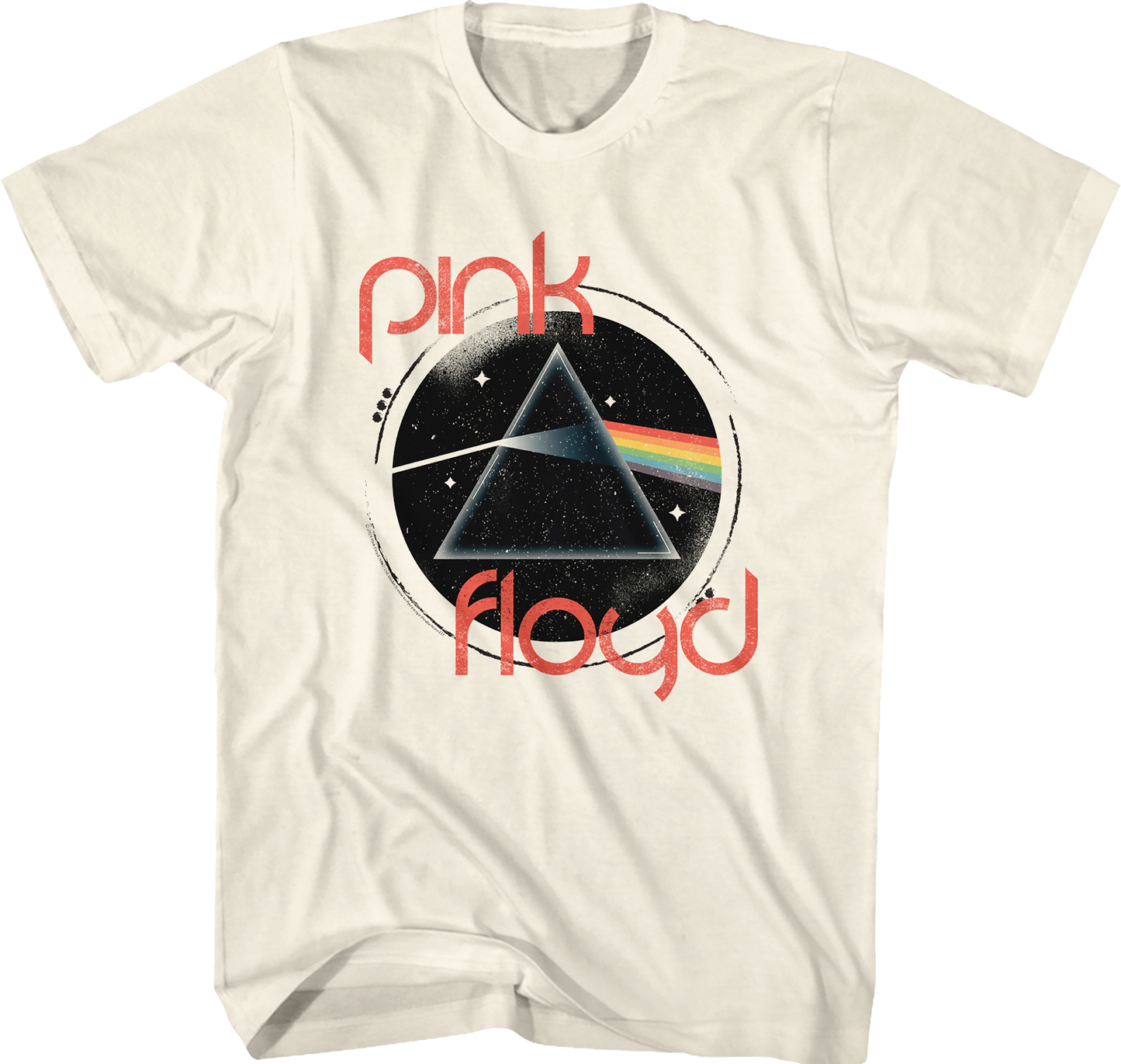 Distressed Circle Dark Side of the Moon Pink Floyd T-Shirt