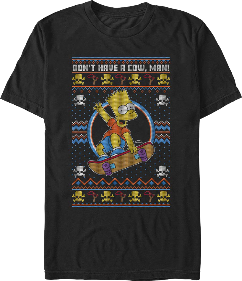 Don't Have A Cow Faux Ugly Christmas Sweater Simpsons T-Shirt