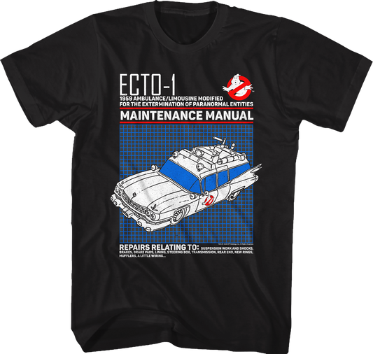 Ecto-1 Maintenance Manual Real Ghostbusters T-Shirt