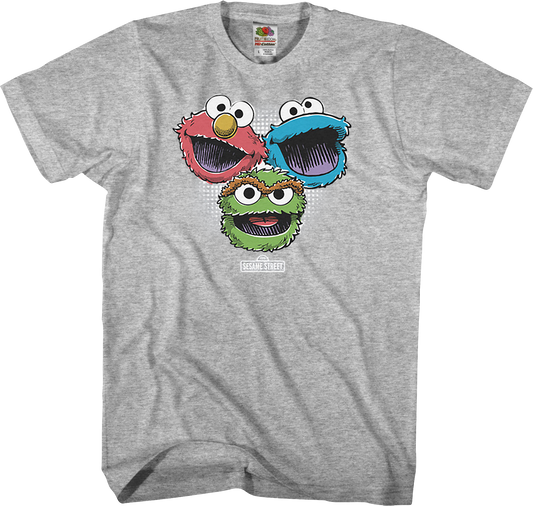 Elmo Cookie Monster Oscar The Grouch Sesame Street T-Shirt