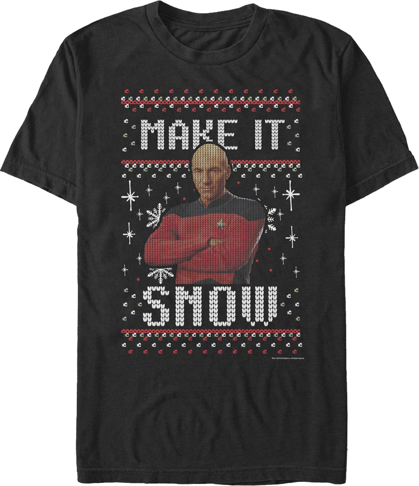 Faux Ugly Knit Make It Snow Star Trek The Next Generation T-Shirt