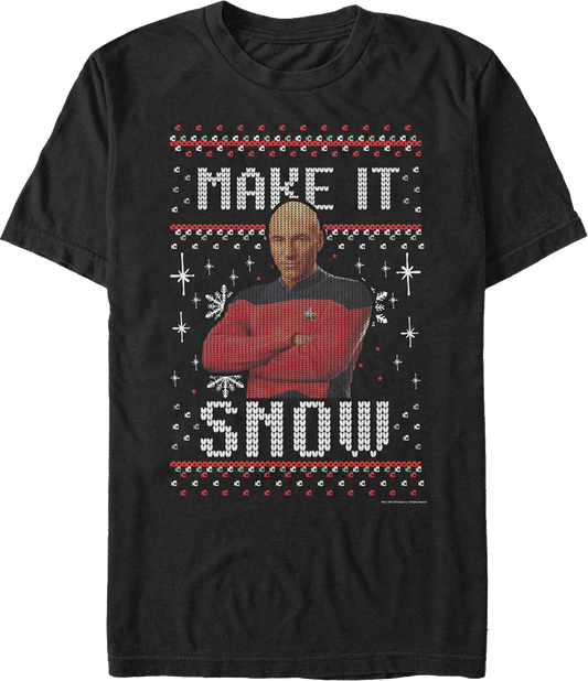 Faux Ugly Knit Make It Snow Star Trek The Next Generation T-Shirt