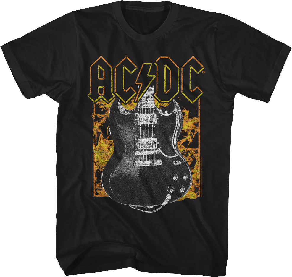 Guitar And Flames ACDC Shirt