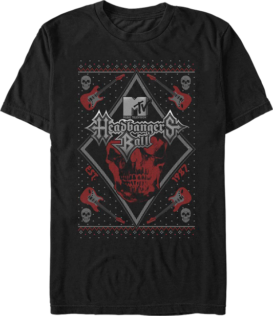 Headbangers Ball Faux Ugly Christmas Sweater MTV T-Shirt