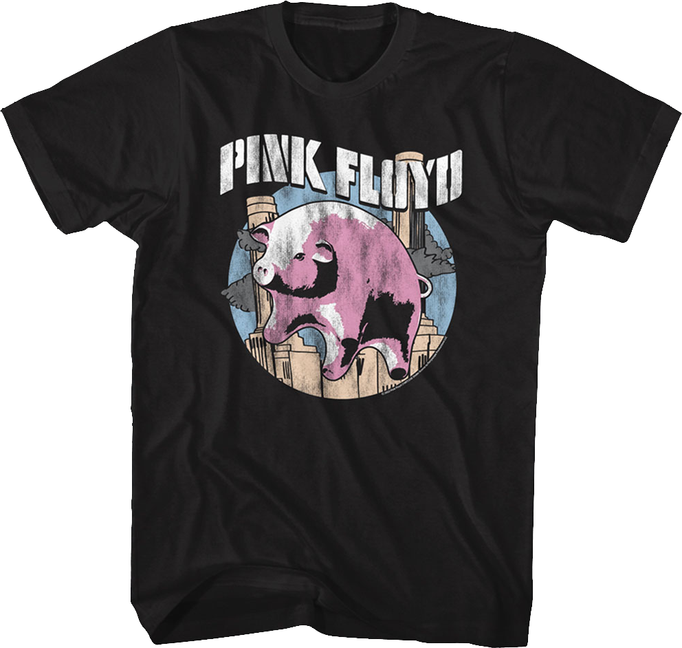 Illustrated Flying Pig Pink Floyd T-Shirt