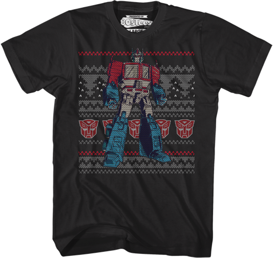 Optimus Prime Faux Ugly Christmas Sweater Transformers T-Shirt