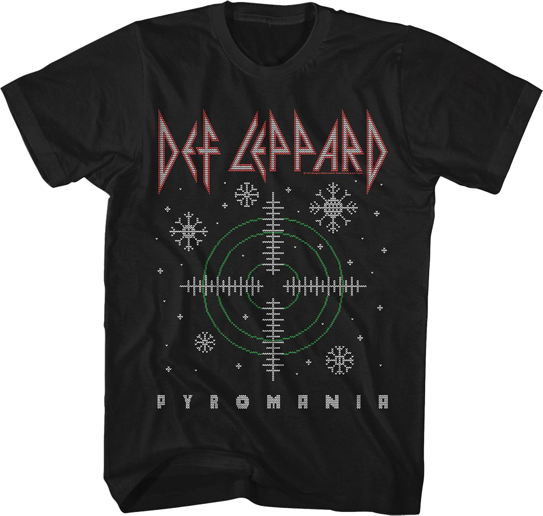 Pyromania Faux Ugly Christmas Sweater Def Leppard T-Shirt