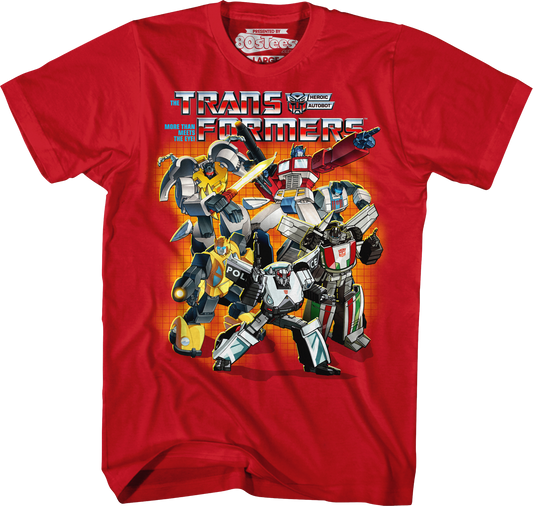 Red Autobots Collage Transformers T-Shirt