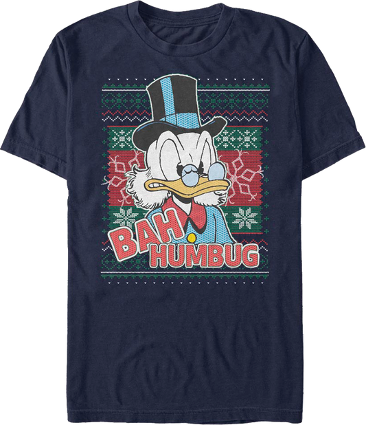 Scrooge McDuck Bah Humbug Faux Ugly Christmas Sweater Disney T-Shirt