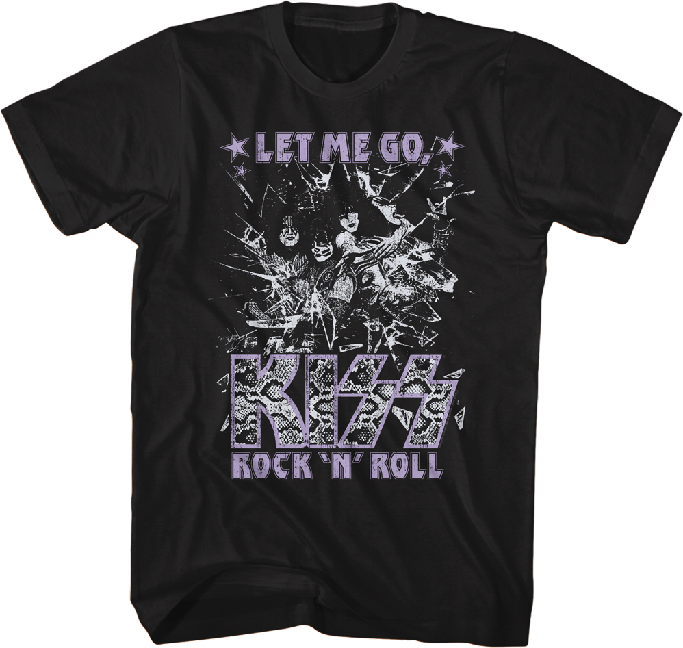 Shattered Let Me Go Rock 'N' Roll KISS T-Shirt