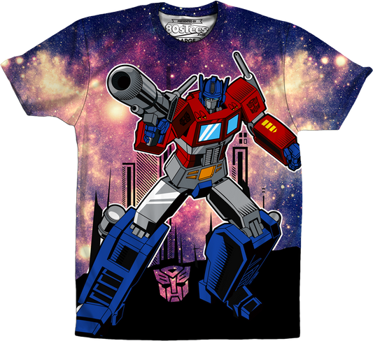 Sublimation Galaxy Optimus Prime Transformers Shirt