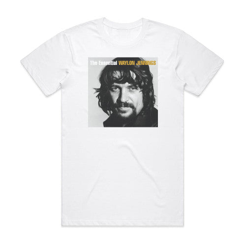 Waylon Jennings The Essential Waylon Jennings Album Cover T-Shirt White