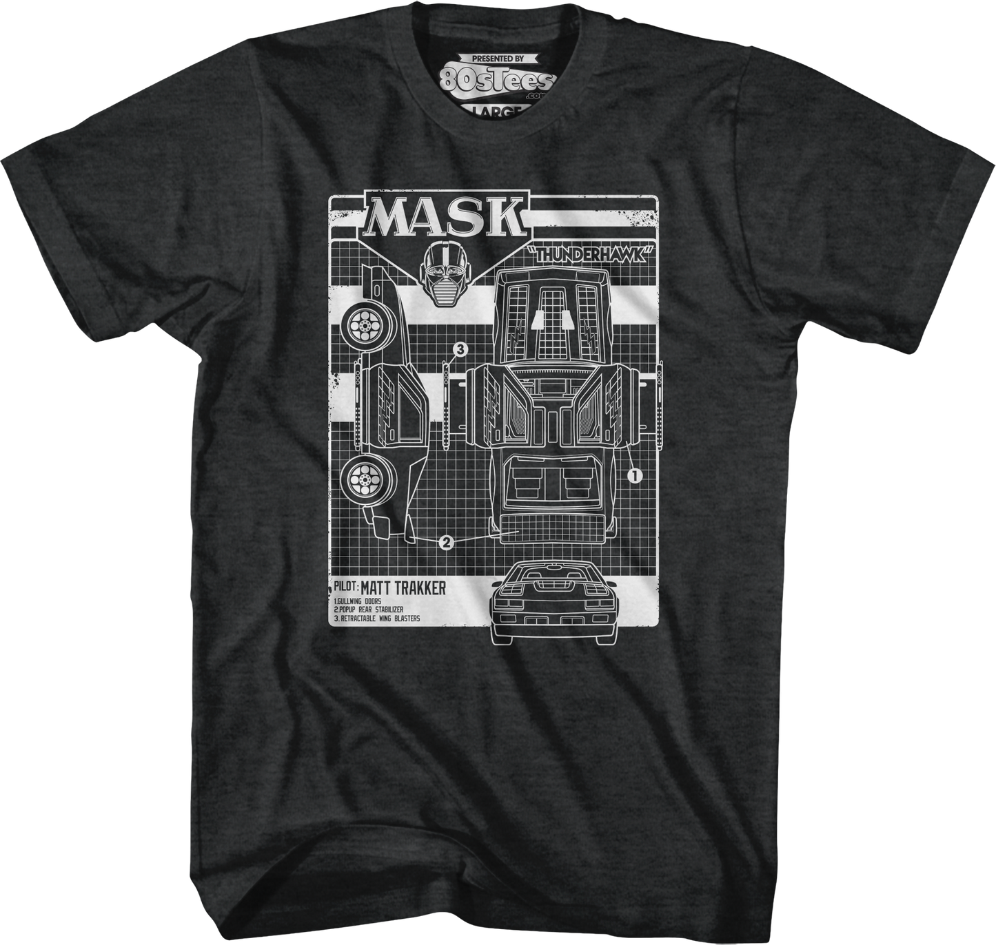 Retro Thunderhawk Schematic MASK T-Shirt