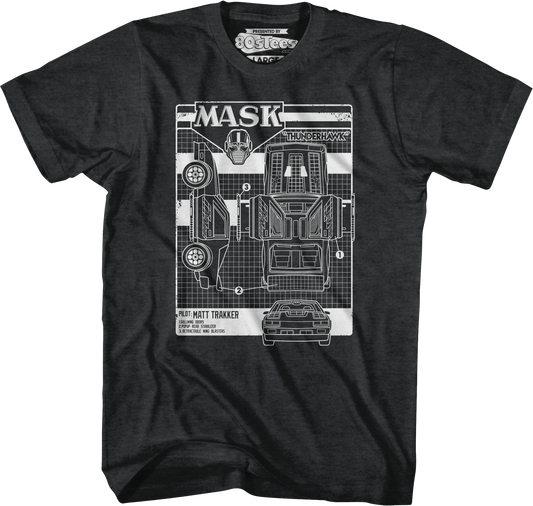 Retro Thunderhawk Schematic MASK T-Shirt