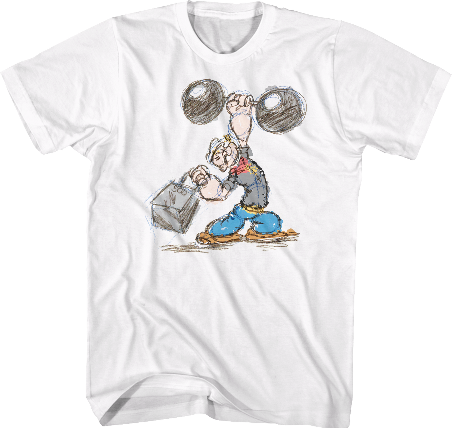 Weightlifting Sketch Popeye T-Shirt