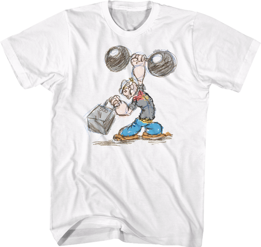 Weightlifting Sketch Popeye T-Shirt