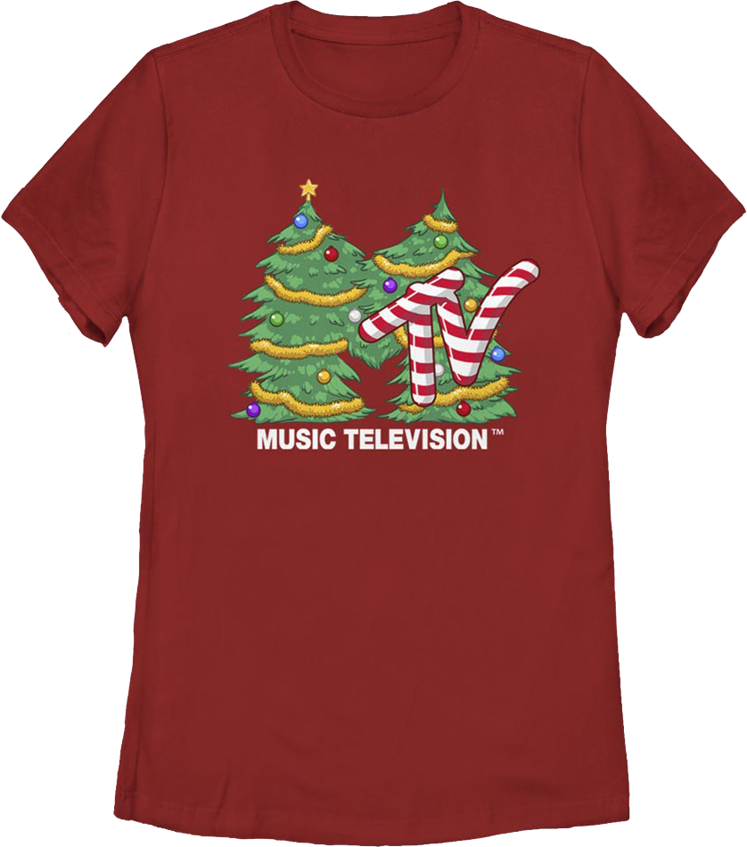 Womens Christmas Tree Logo MTV Shirt