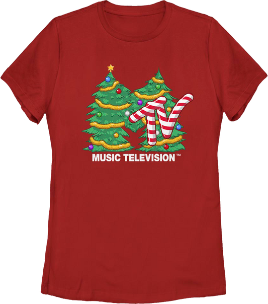 Womens Christmas Tree Logo MTV Shirt