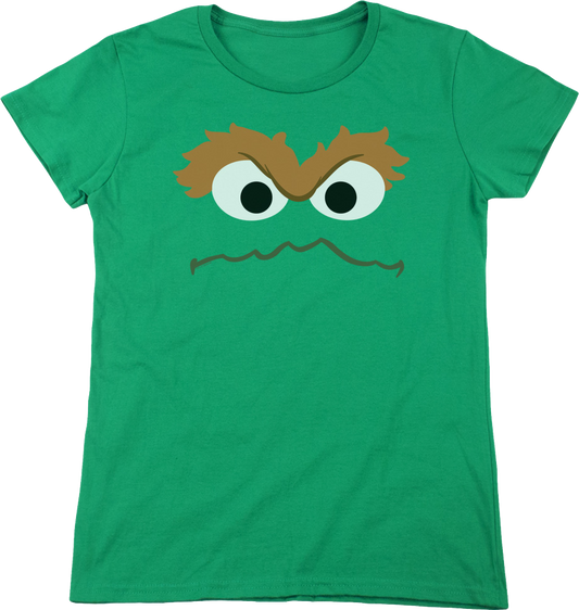 Womens Oscar The Grouch Face Sesame Street Shirt