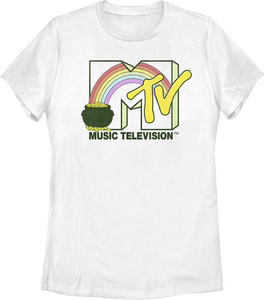 Womens Rainbow And Pot Of Gold Logo MTV Shirt